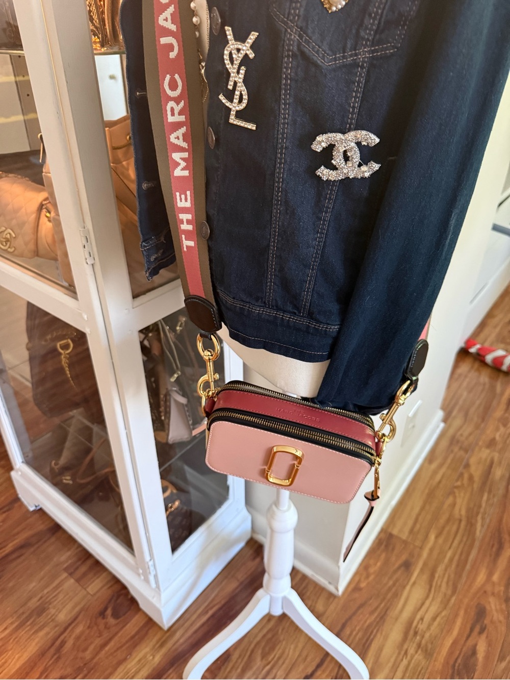 Marc Jacobs Pink and Rose Colorblock Snapshot Camera Bag with Branded Strap